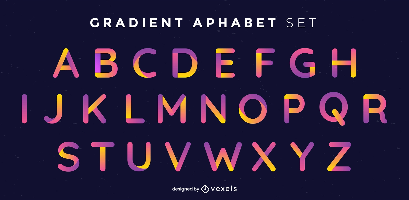 Farbverlauf-Alphabet-Set