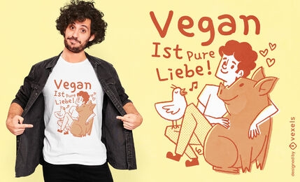 Homem com design de camiseta vegana de animais