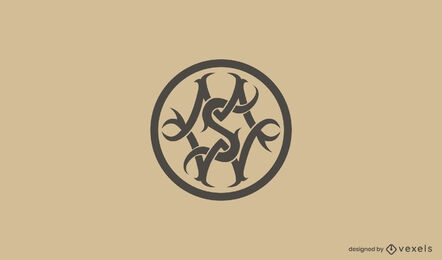 Design celta MSW para modelo de logotipo