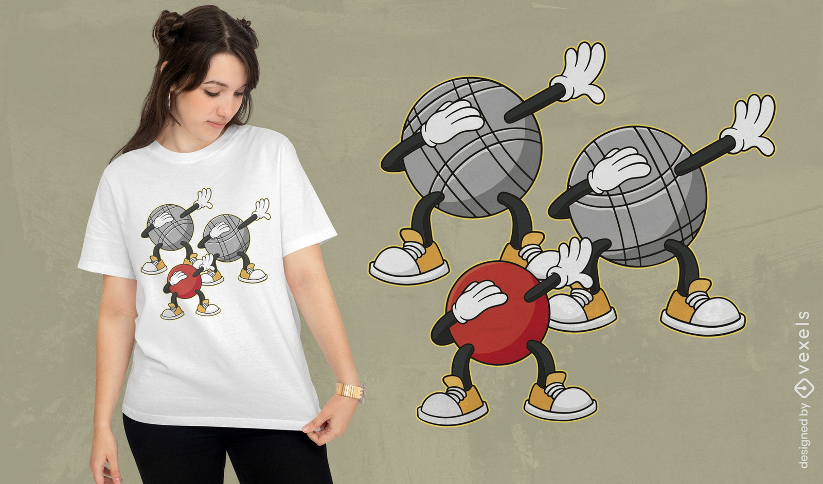 Cartoon-Petanque-Bälle, die T-Shirt-Design abtupfen