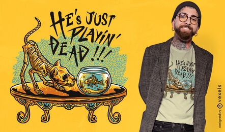 Dead cat and fish funny t-shirt design