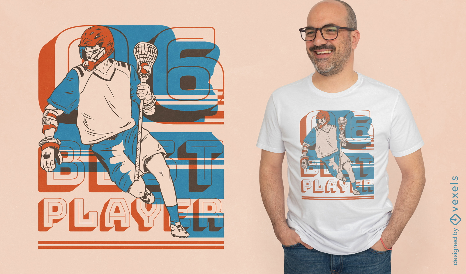 Design de camiseta com citação de jogador de lacrosse