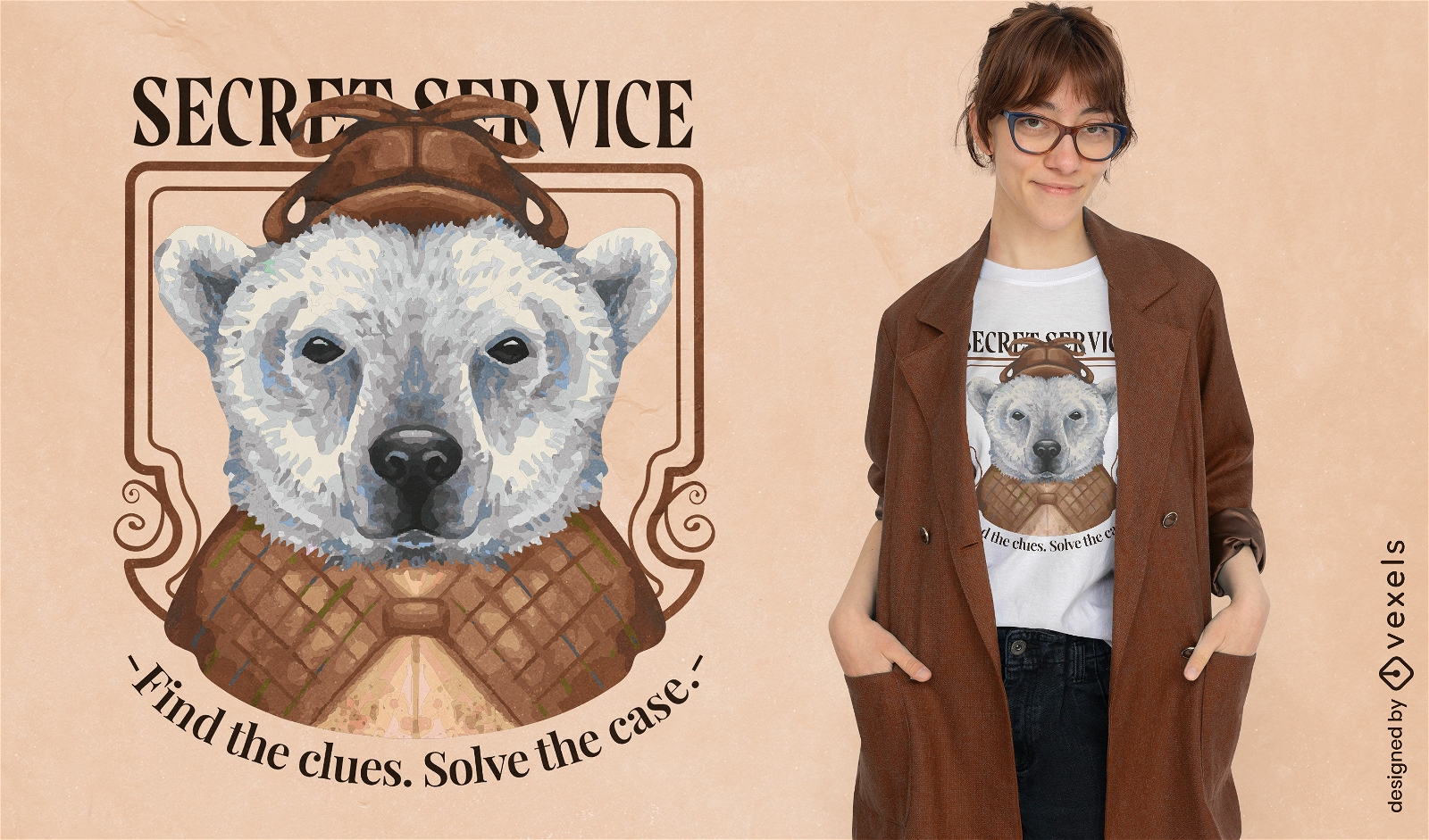 Design de camiseta de urso polar do servi?o secreto