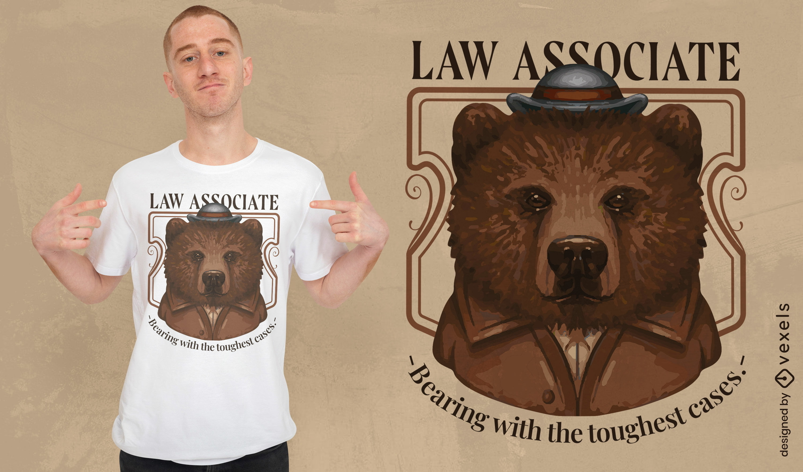 Diseño de camiseta de oso asociado de ley