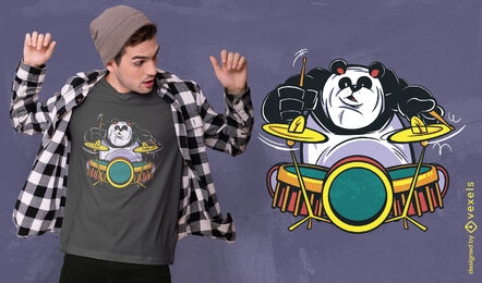 Panda, der das Schlagzeug-T-Shirt-Design spielt