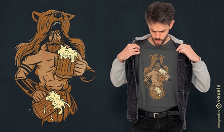 Diseño de camiseta de guerrero nórdico berserker