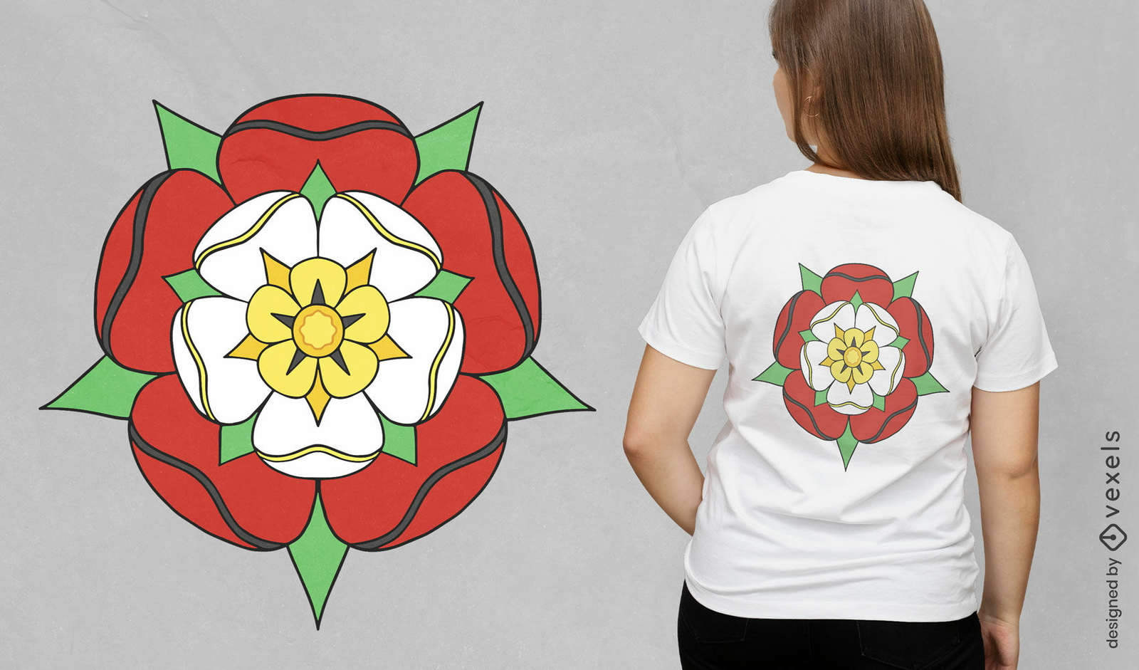 Diseño de camiseta de flor rosa Tudor