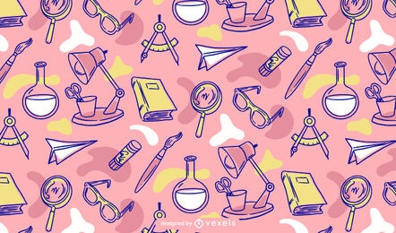Material escolar design de padrão rosa