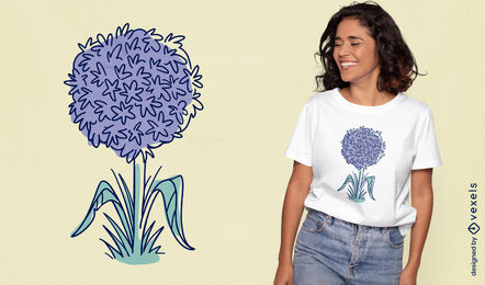 Diseño de camiseta de flor de allium púrpura.