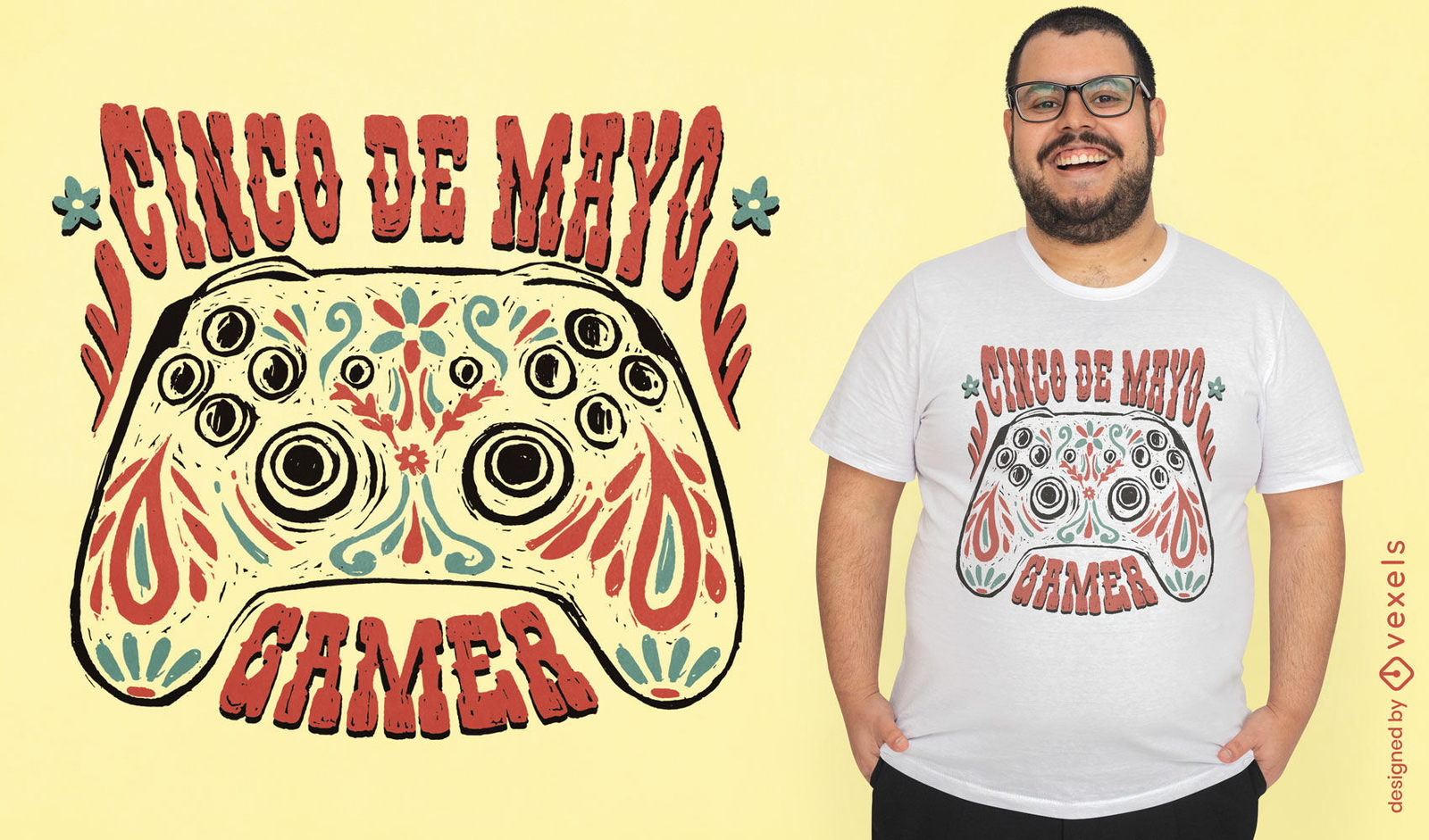 Design de camiseta com citação de joystick de cinco de maio