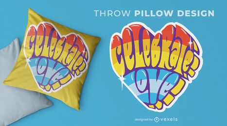 Celebrate love pride heart throw pillow design