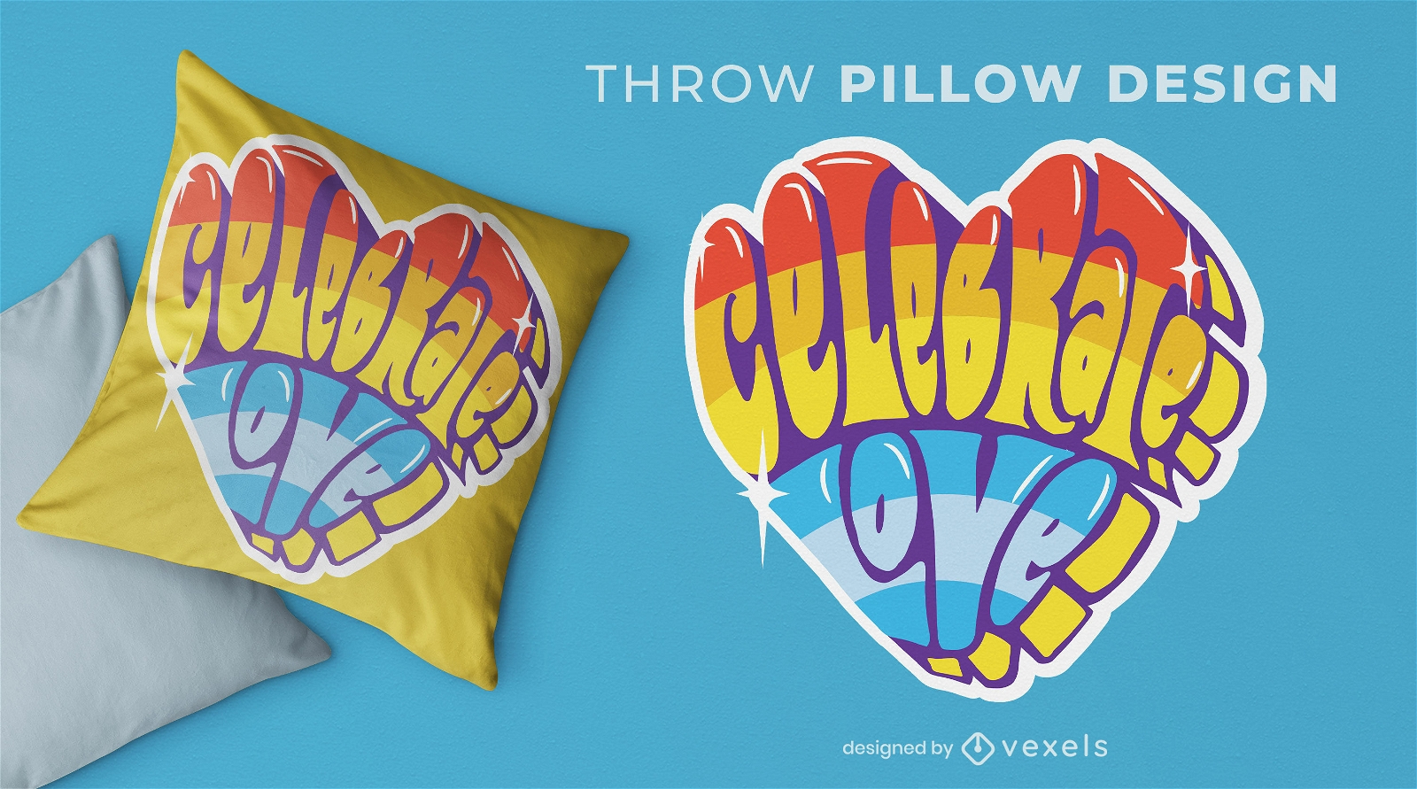 Celebrate love pride heart throw pillow design