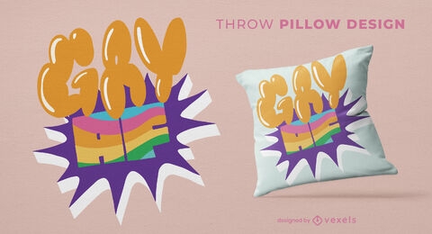 Gay AF quote throw pillow design