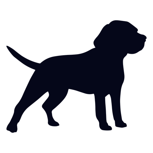 Silhouette of a dog standing wiggling tail PNG Design