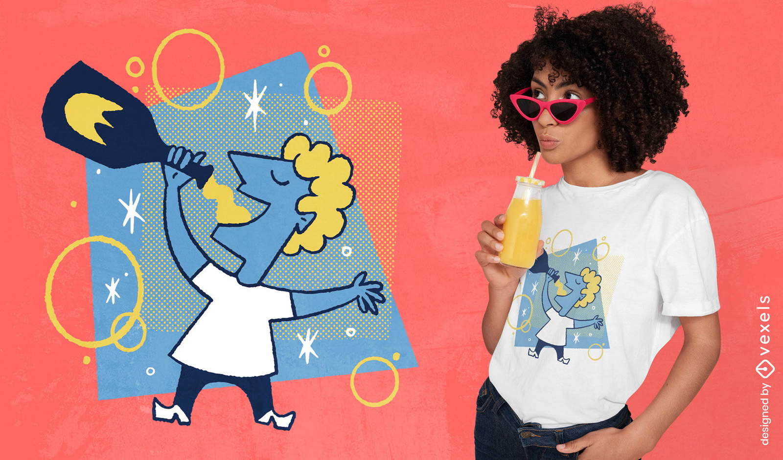 Mann trinkt Champagner-T-Shirt-Design