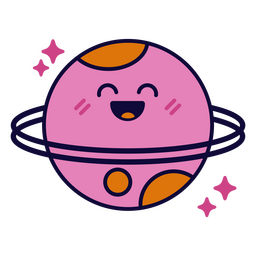 Space planet kawaii cartoon character PNG Design