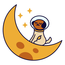 Personaje de dibujos animados de espacio luna perro kawaii Transparent PNG