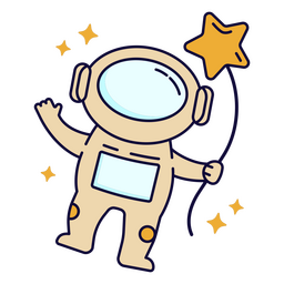 Personaje de kawaii de dibujos animados de astronauta espacial