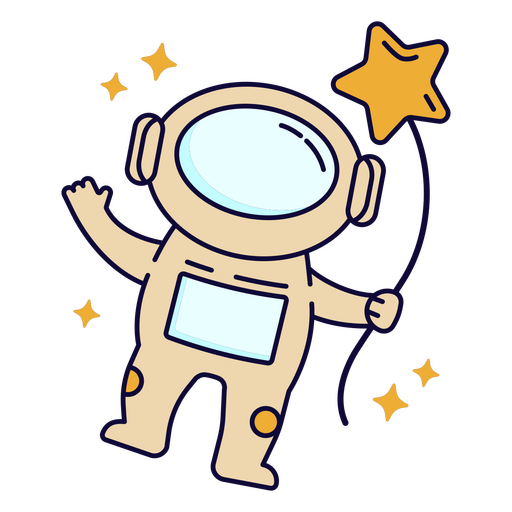 Personagem kawaii de desenho animado de astronauta espacial