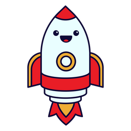 Personaje de kawaii de dibujos animados de naves espaciales