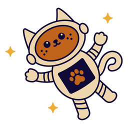 Personagem kawaii de desenho animado de gato espacial