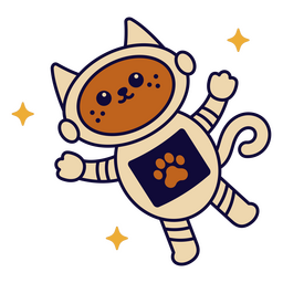 Space cat cartoon kawaii character PNG Design