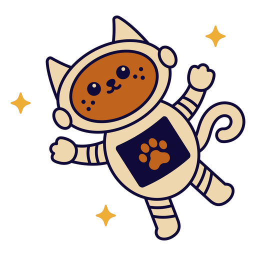 Personagem kawaii de desenho animado de gato espacial Desenho PNG