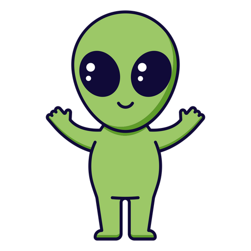 Space kawaii alien cartoon character PNG Design