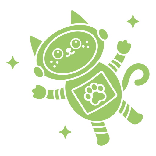 Personaje recortado de dibujos animados de gato espacial Diseño PNG