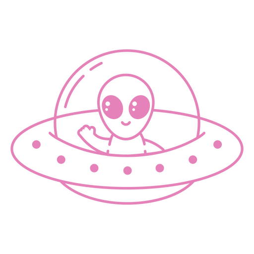 Spaceship alien cartoon stroke character PNG Design