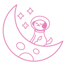 Space moon dog stroke cartoon character PNG Design