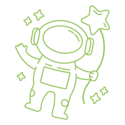 Personaje de trazo de dibujos animados de astronauta espacial Diseño PNG