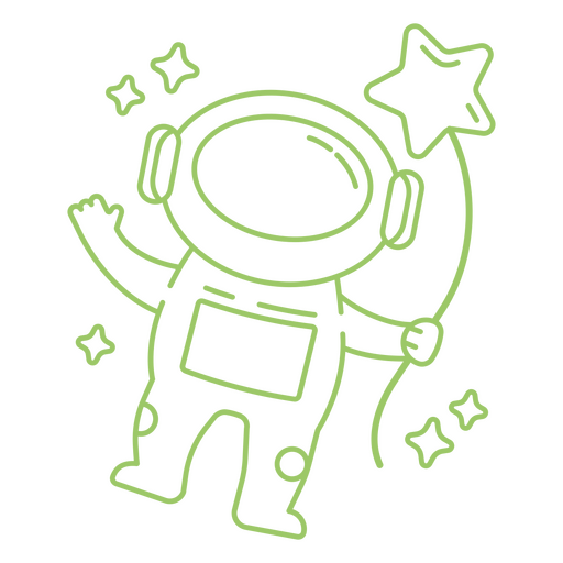Space astronaut cartoon stroke character PNG Design