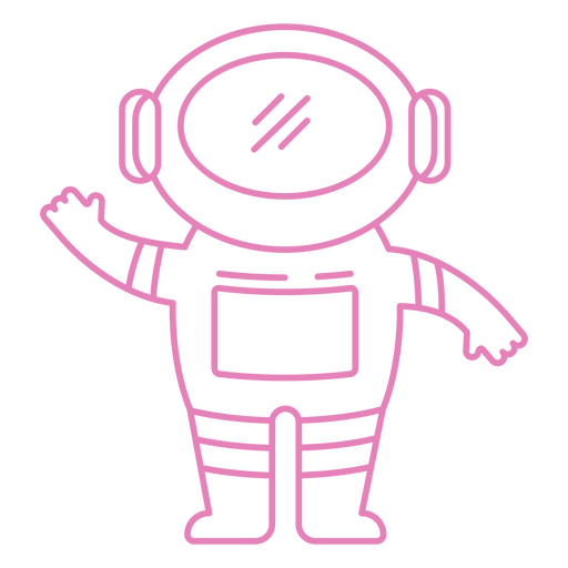 Space astronaut stroke cartoon character PNG Design