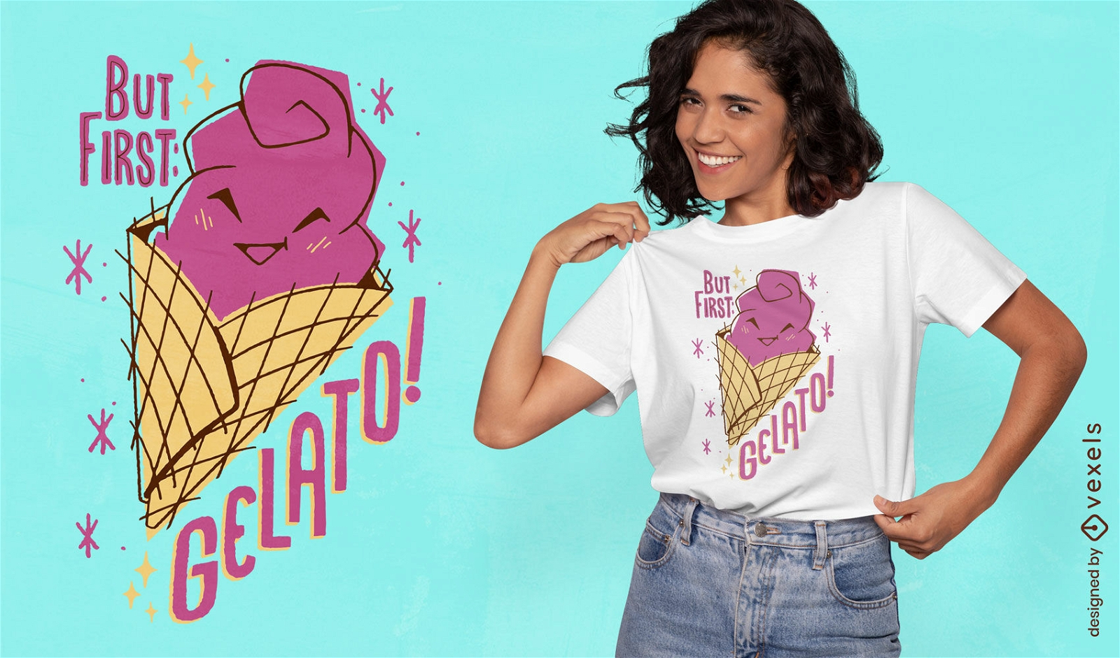 Diseño de camiseta con cita de helado Gelatto