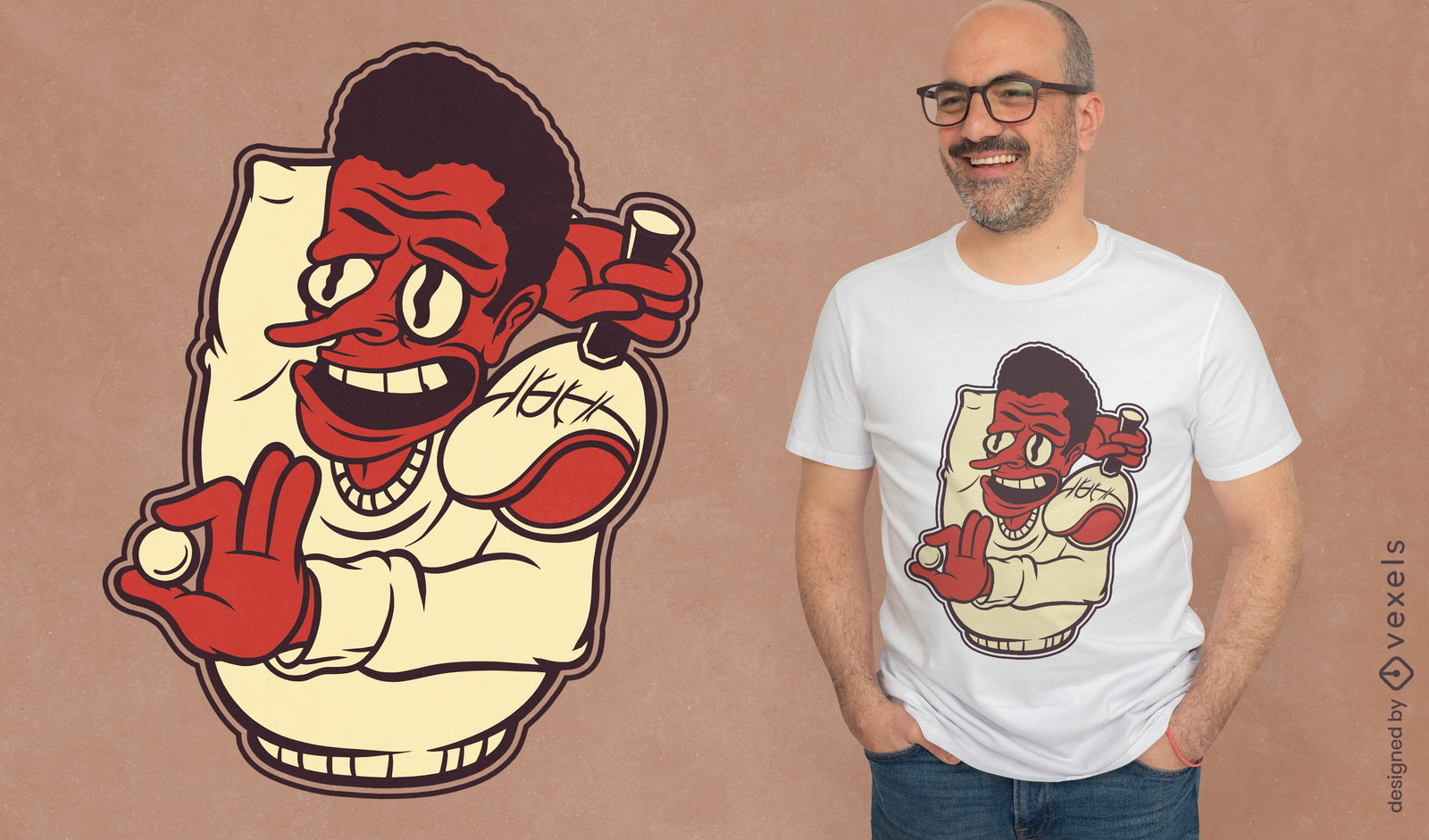 Diseño de camiseta de dibujos animados de jugador de ping pong