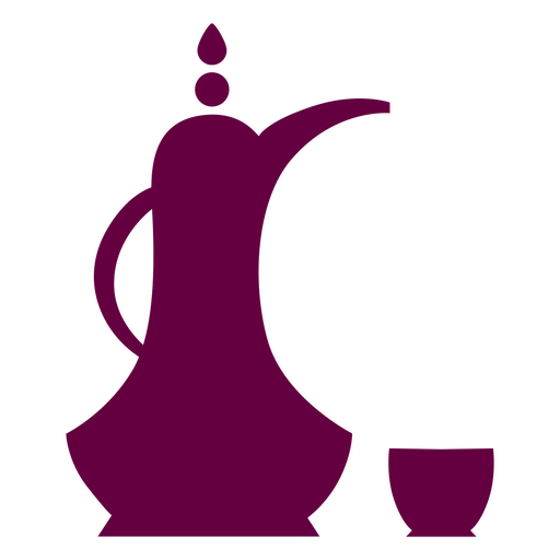 Purple coffee pot and cup PNG Design