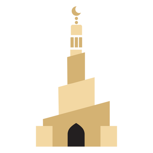 Mezquita con torre y media luna. Diseño PNG