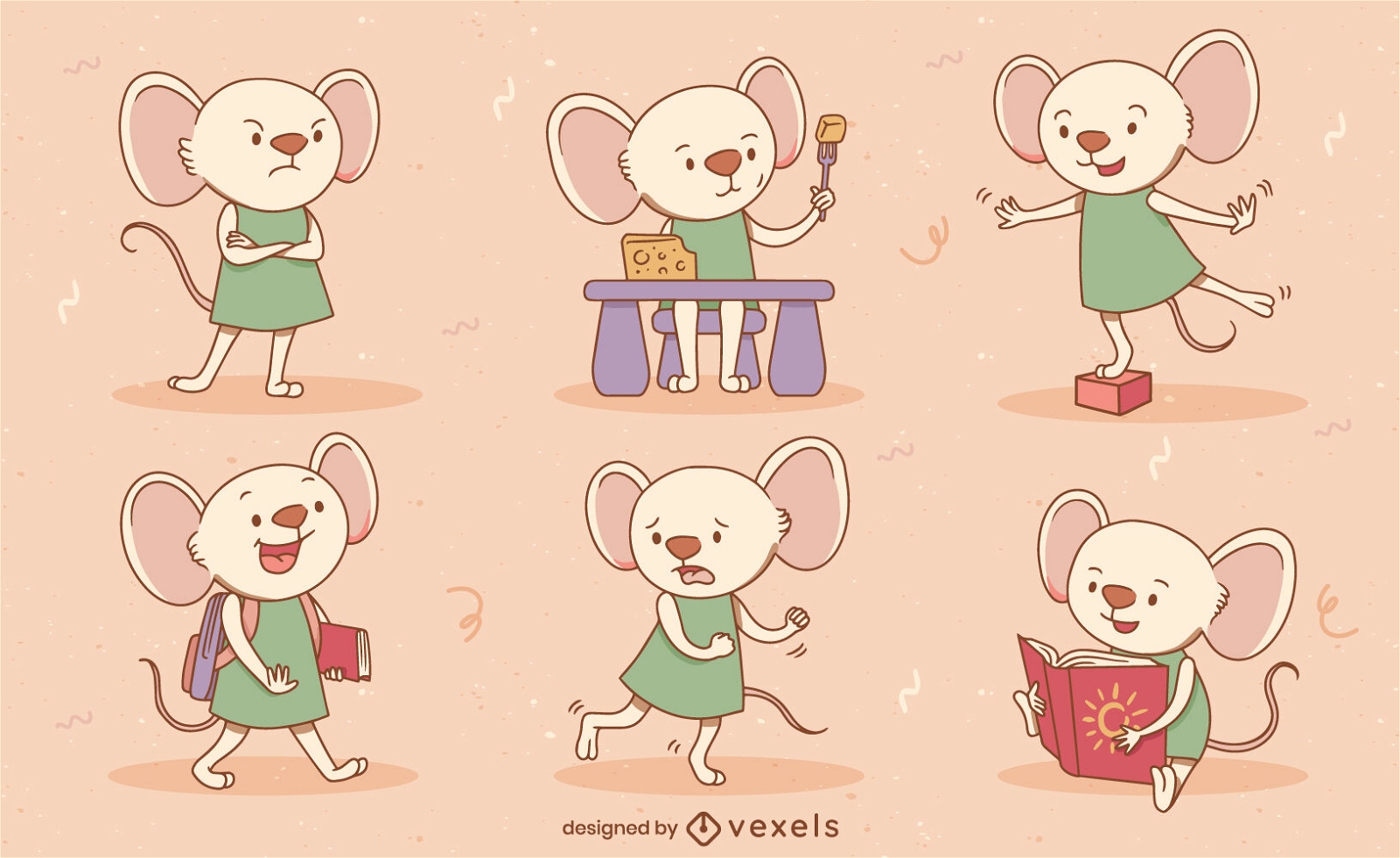 Conjunto de caracteres de animais de rato bonitinho