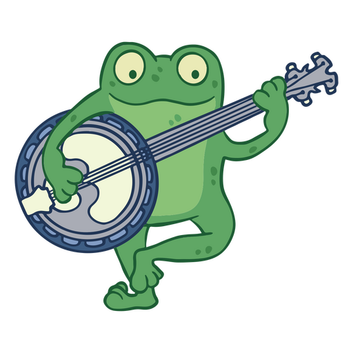 Green frog playing a banjo PNG Design