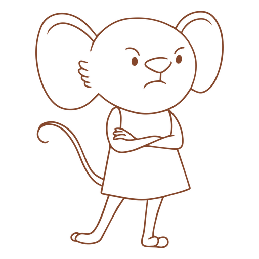 Cartoon mouse with crossed arms standing PNG Design