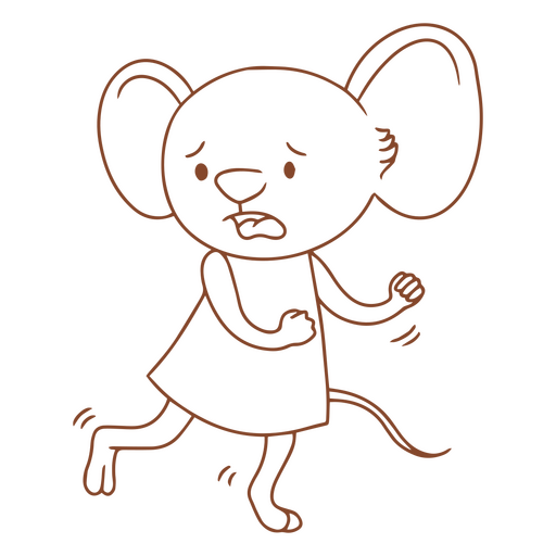 Ratón de dibujos animados corriendo asustado Diseño PNG