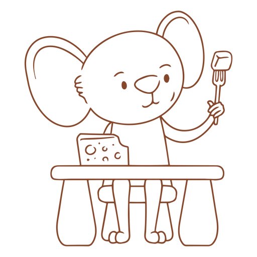 Mouse sitting at a table with cheese PNG Design