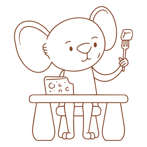 Rato sentado em uma mesa com queijo Desenho PNG