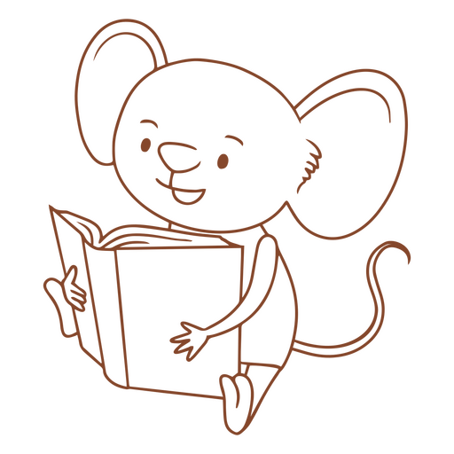 Mouse reading a book PNG Design