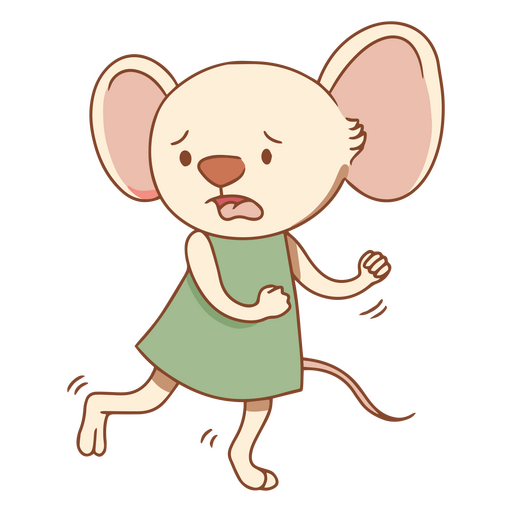 Cartoon mouse is running scared PNG Design