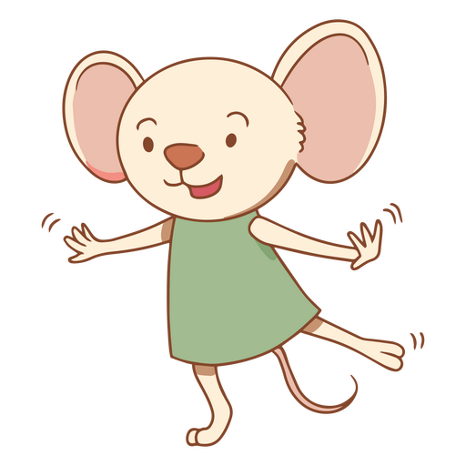 Cartoon-Maus in einem grünen Kleid PNG-Design