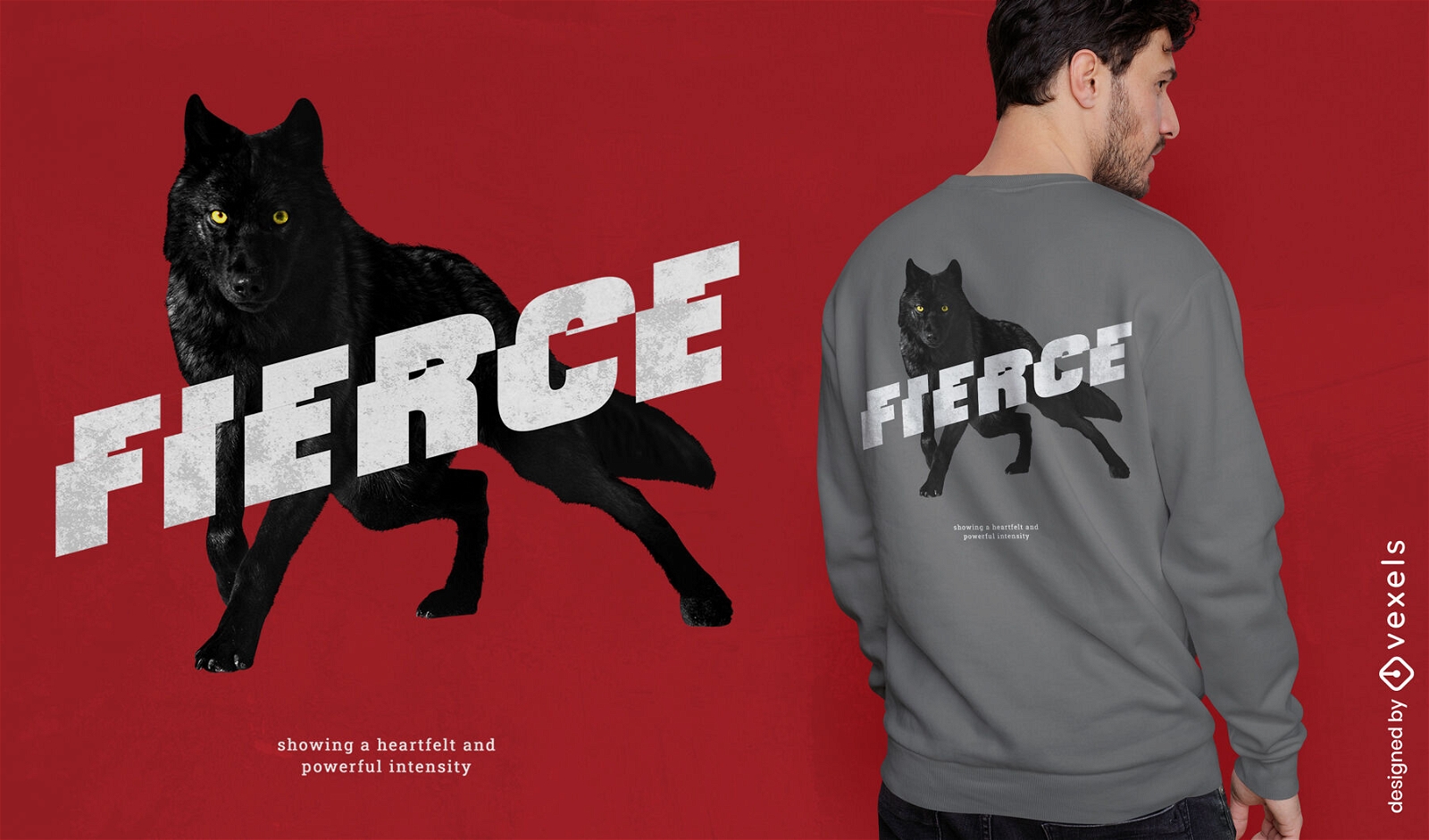 Diseño de camiseta psd de animal salvaje de lobo negro