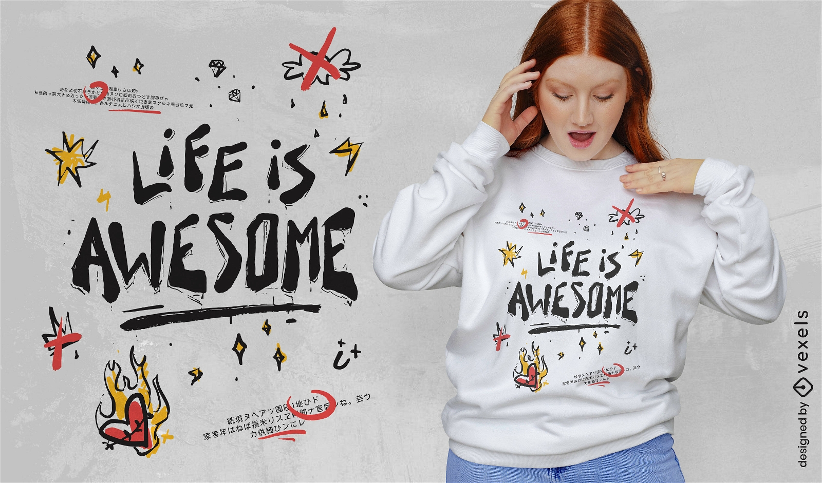 Das Leben ist ein fantastisches Doodle-Zitat-T-Shirt-Design