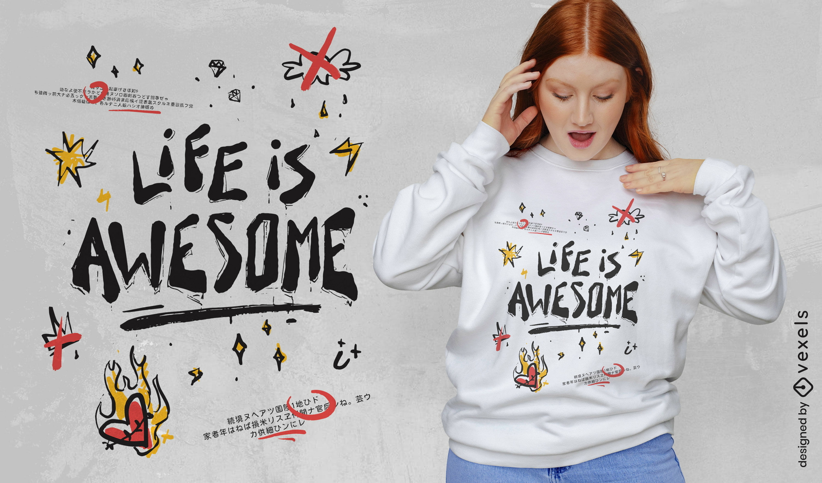 Life is awesome doodle quote t-shirt design